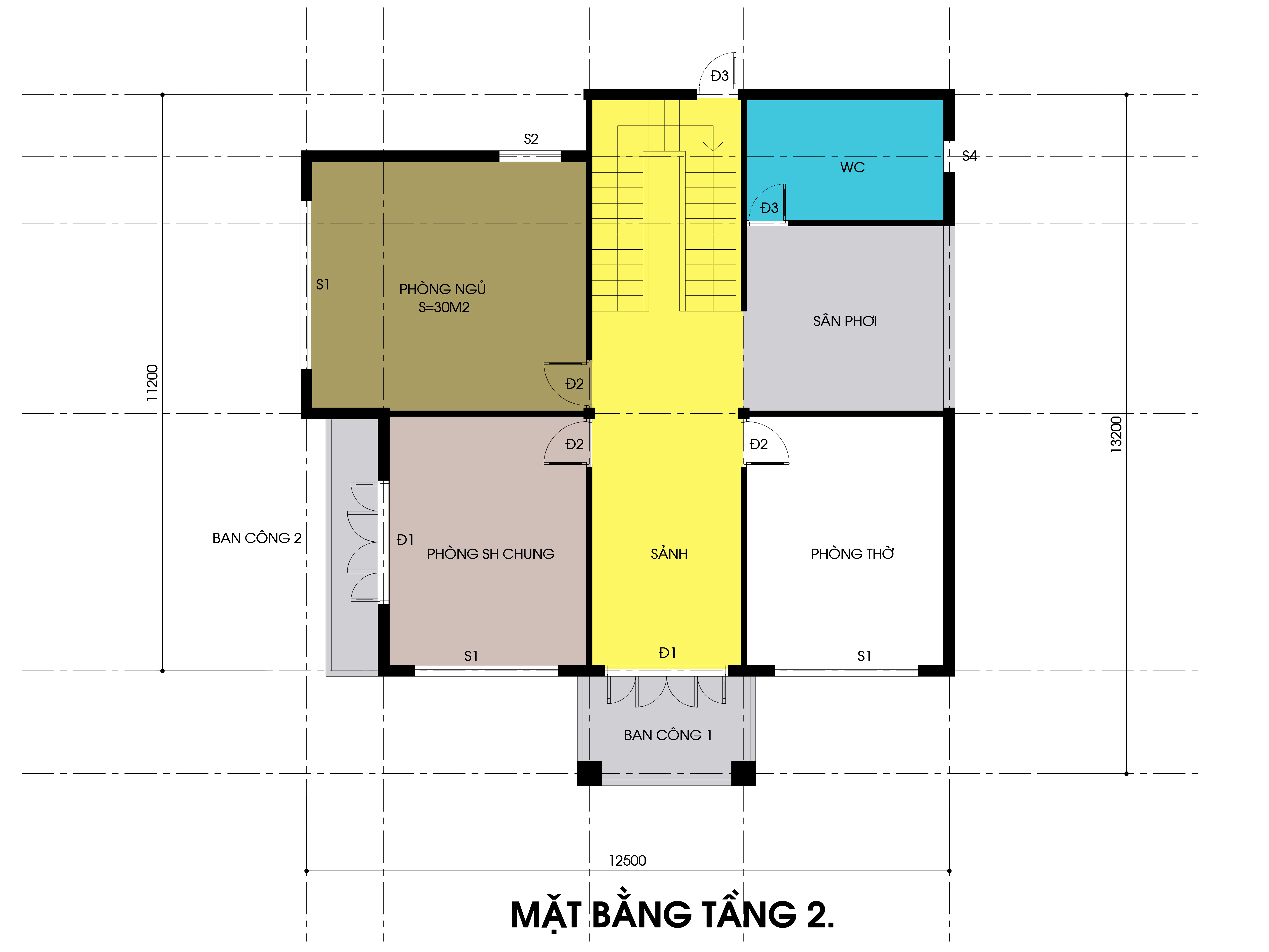 Hồ sơ xây dựng biệt thự 2 tầng hiện đại 500m2